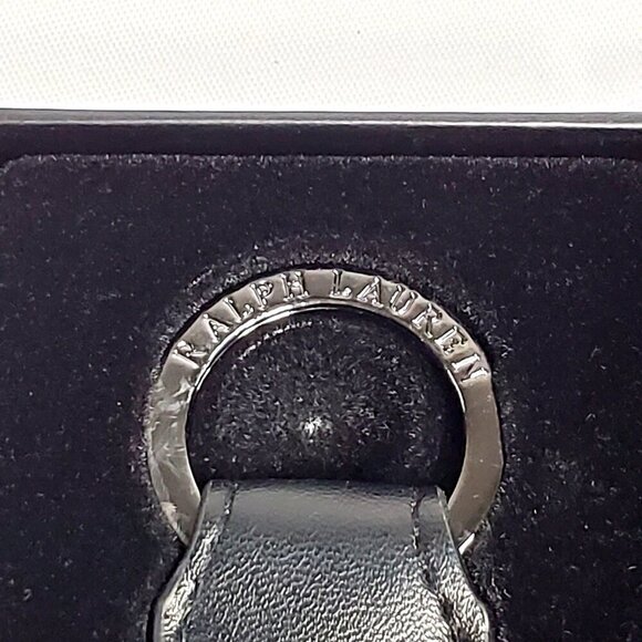 Ralph Laurens Black Diamond Club Leather Keychain Key Fob Ring In Gift Box 6.5" - Picture 5 of 7